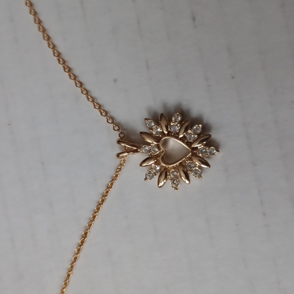 4/$40 Heart Shaped Bejeweled Charm On A Chain